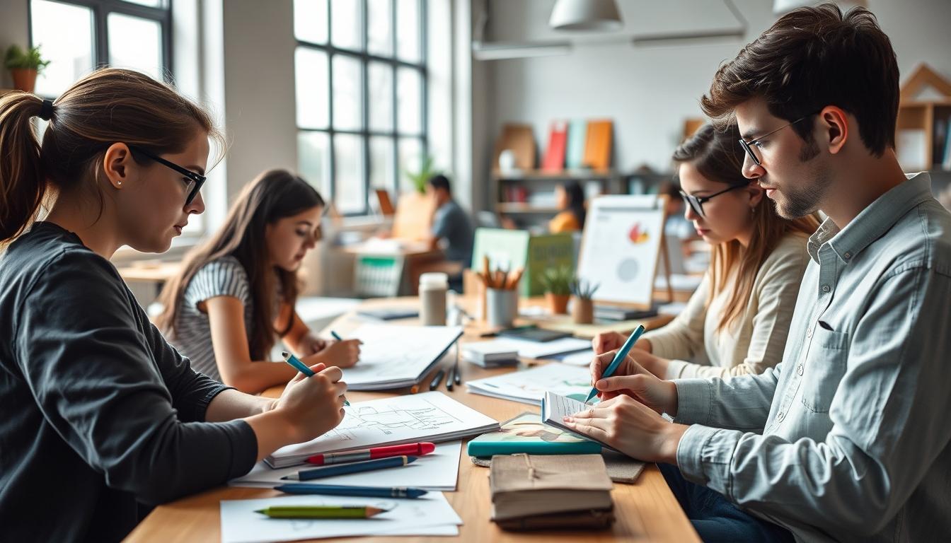 Student using a study guide to organize academic notes