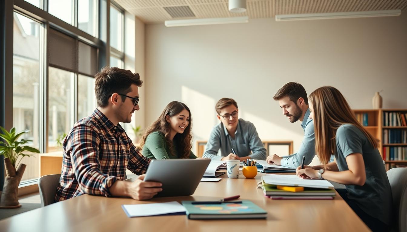 Student using learning strategies while studying