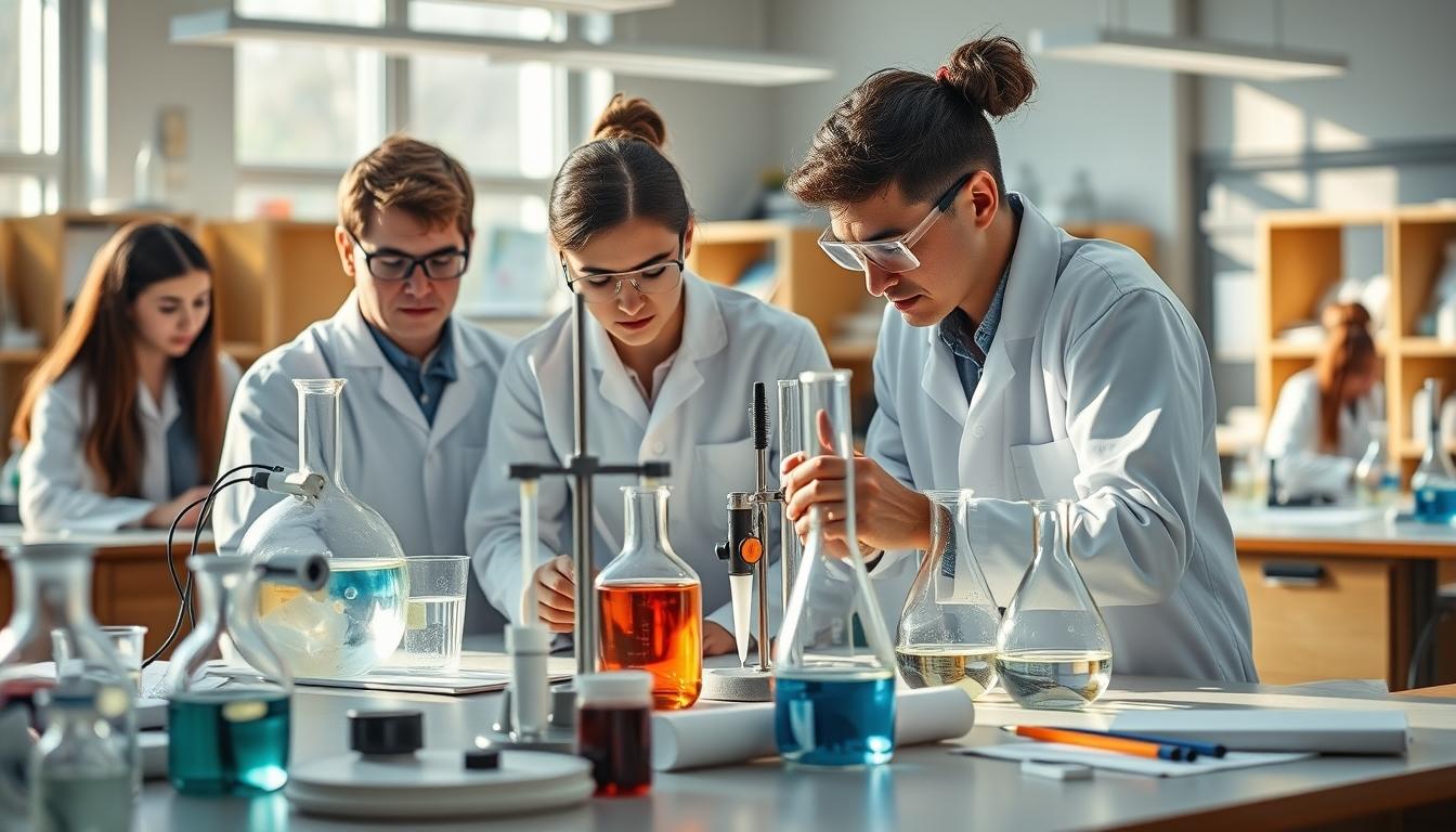 Students working in research laboratory